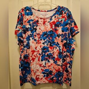 Rebecca Malone Patrioic Floral Short Sleeve Top - 2X